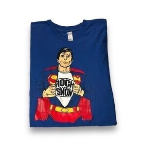 American Apparel Roch and Snow Blue Superman Graphic Tshirt Size Medium - "Eve"